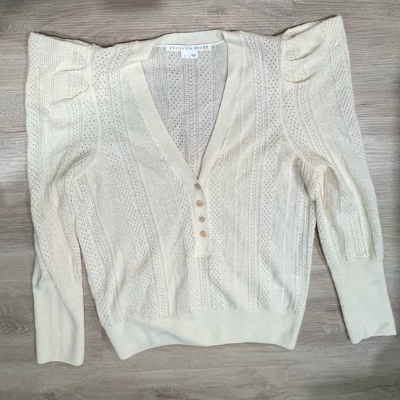 VERONICA BEARD Kirka Merino Wool Henley top Sweater Size S - Picture 6 of 8